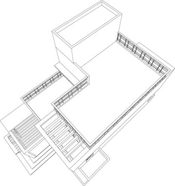 Mimari sanat konseptinde soyut çizgiler, minimum geometrik şekiller. 