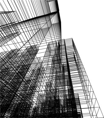 Mimari sanat konseptinde soyut çizgiler, minimum geometrik şekiller.