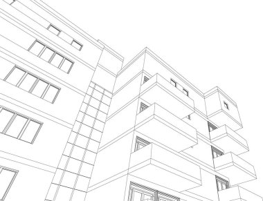 Mimari sanat konseptinde soyut çizgiler, minimum geometrik şekiller. 