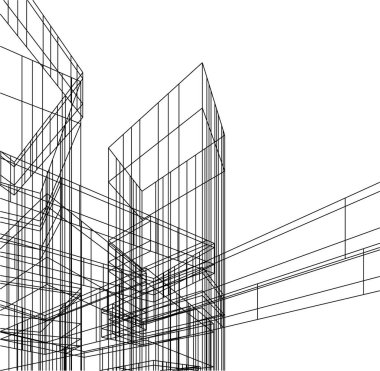 Mimari sanat konseptinde soyut çizgiler, minimum geometrik şekiller. 