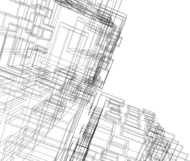 Mimari sanat konseptinde soyut çizgiler, minimum geometrik şekiller.