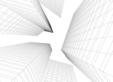 Mimari sanat konseptinde soyut çizgiler, minimum geometrik şekiller. 