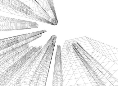 Mimari sanat konseptinde soyut çizgiler, minimum geometrik şekiller. 