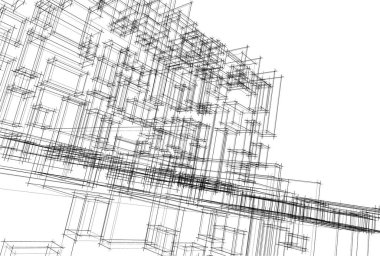 Mimari sanat konseptinde soyut çizgiler, minimum geometrik şekiller. 