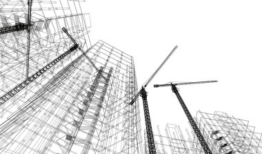 Mimari sanat konseptinde soyut çizgiler, minimum geometrik şekiller.