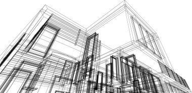 Mimari sanat konseptinde soyut çizgiler, minimum geometrik şekiller.