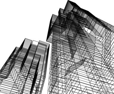 Mimari sanat konseptinde soyut çizgiler, minimum geometrik şekiller.