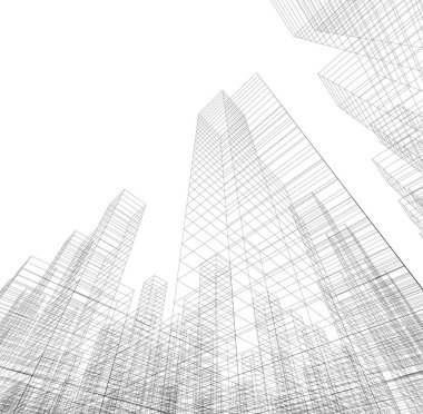 Mimari sanat konseptinde soyut çizgiler, minimum geometrik şekiller.