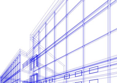 Arkaplanda mimari bina 3d illüstrasyon