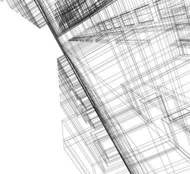 Arkaplanda mimari bina 3d illüstrasyon