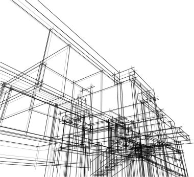 Mimari sanat konseptinde soyut çizgiler, minimum geometrik şekiller.