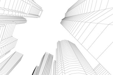 Mimari sanat konseptinde soyut çizgiler, minimum geometrik şekiller. 