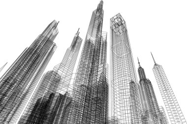 Mimari sanat konseptinde soyut çizgiler, minimum geometrik şekiller. 