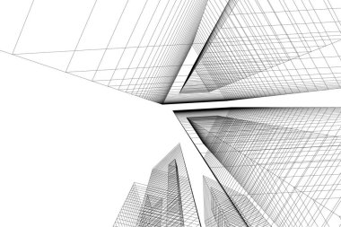 Mimari sanat konseptinde soyut çizgiler, minimum geometrik şekiller. 