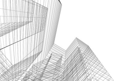 Mimari sanat konseptinde soyut çizgiler, minimum geometrik şekiller.