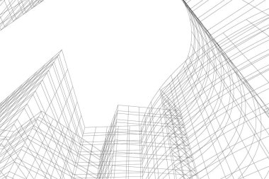Mimari sanat konseptinde soyut çizgiler, minimum geometrik şekiller. 