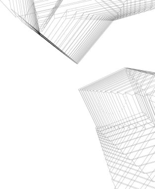 Mimari sanat konseptinde soyut çizgiler, minimum geometrik şekiller. 