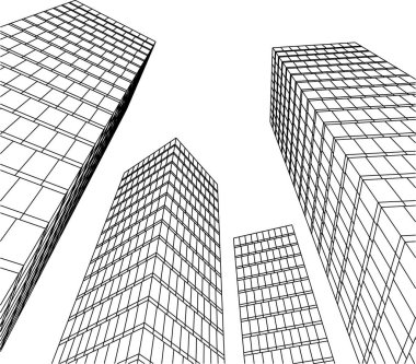 Mimari sanat konseptinde soyut çizgiler, minimum geometrik şekiller. 