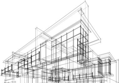 Mimari sanat konseptinde soyut çizgiler, minimum geometrik şekiller.