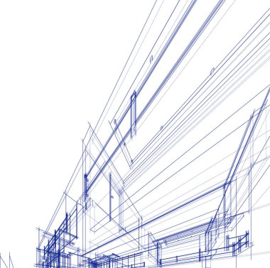 Arkaplanda mimari bina 3d illüstrasyon