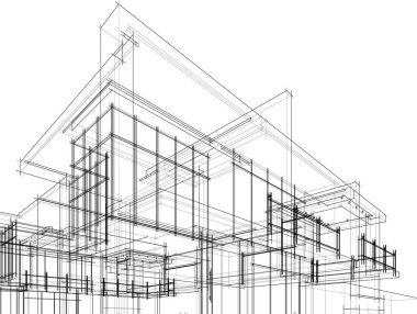 Mimari sanat konseptinde soyut çizgiler, minimum geometrik şekiller.