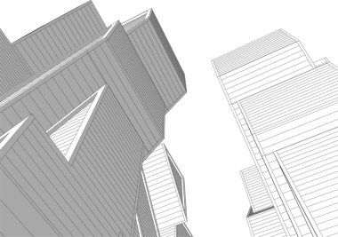 Mimari sanat konseptinde soyut çizgiler, minimum geometrik şekiller.