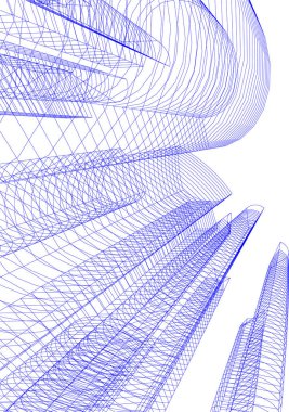 Arkaplanda mimari bina 3d illüstrasyon