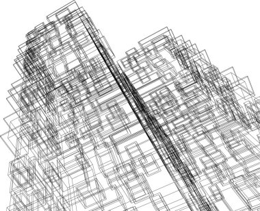 Arkaplanda mimari bina 3d illüstrasyon