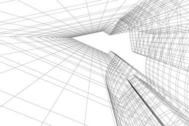 Mimari sanat konseptinde soyut çizgiler, minimum geometrik şekiller. 