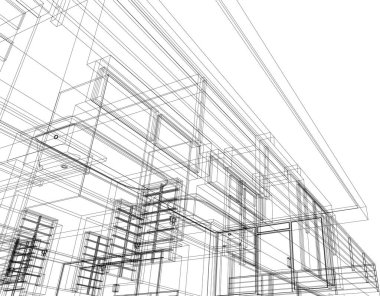 Mimari sanat konseptinde soyut çizgiler, minimum geometrik şekiller.