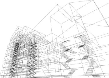 Mimari sanat konseptinde soyut çizgiler, minimum geometrik şekiller.