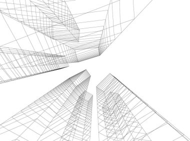 Mimari sanat konseptinde soyut çizgiler, minimum geometrik şekiller. 