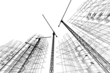 Mimari sanat konseptinde soyut çizgiler, minimum geometrik şekiller.