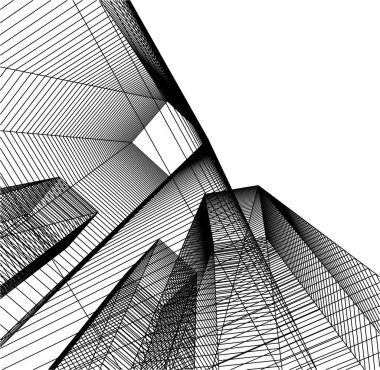 Mimari sanat konseptinde soyut çizgiler, minimum geometrik şekiller. 