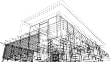 Mimari sanat konseptinde soyut çizgiler, minimum geometrik şekiller. 