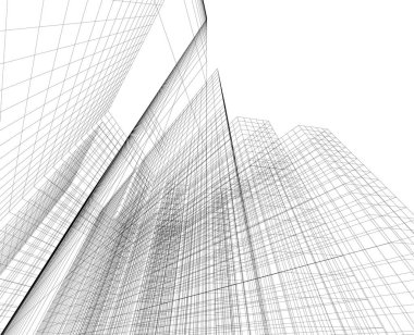 Mimari sanat konseptinde soyut çizgiler, minimum geometrik şekiller.