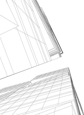 Mimari sanat konseptinde soyut çizgiler, minimum geometrik şekiller. 