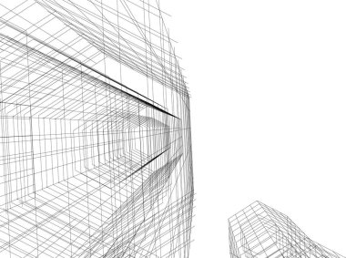 Mimari sanat konseptinde soyut çizgiler, minimum geometrik şekiller. 