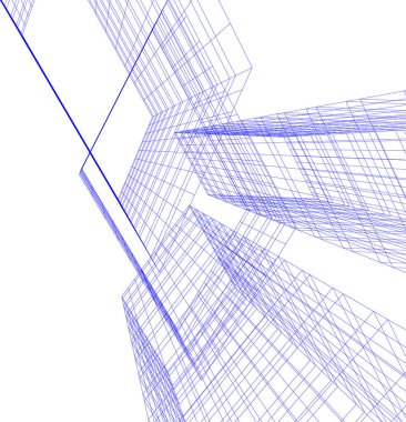 Arkaplanda mimari bina 3d illüstrasyon