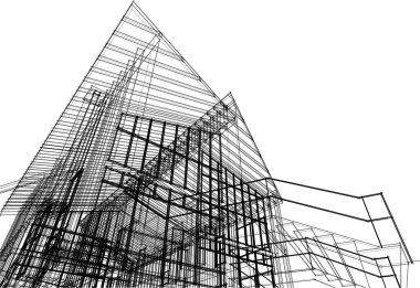 Mimari sanat konseptinde soyut çizgiler, minimum geometrik şekiller. 