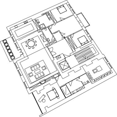 Mimari sanat konseptinde soyut çizgiler, minimum geometrik şekiller. 