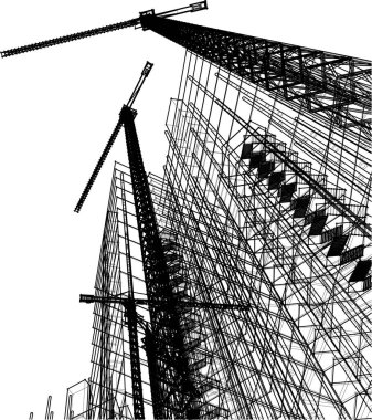 Mimari sanat konseptinde soyut çizgiler, minimum geometrik şekiller.