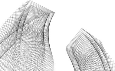 Mimari sanat konseptinde soyut çizgiler, minimum geometrik şekiller.