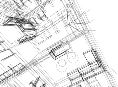 Arkaplanda mimari bina 3d illüstrasyon