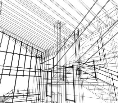 Mimari sanat konseptinde soyut çizgiler, minimum geometrik şekiller.