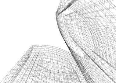Arkaplanda mimari bina 3d illüstrasyon
