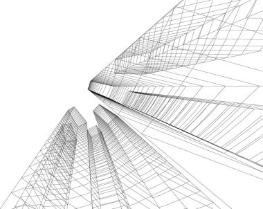 Mimari sanat konseptinde soyut çizgiler, minimum geometrik şekiller. 