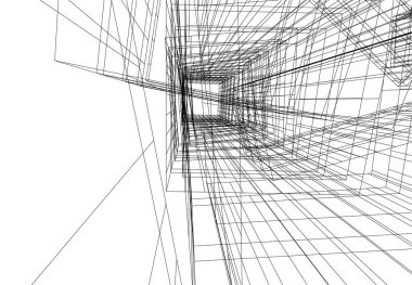 Mimari sanat konseptinde soyut çizgiler, minimum geometrik şekiller.