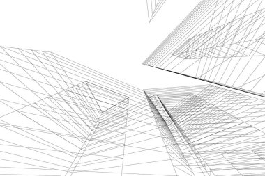 Mimari sanat konseptinde soyut çizgiler, minimum geometrik şekiller. 