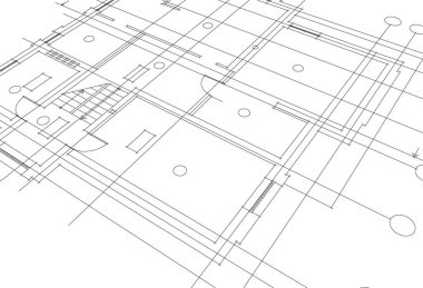 Mimari sanat konseptinde soyut çizgiler, minimum geometrik şekiller. 